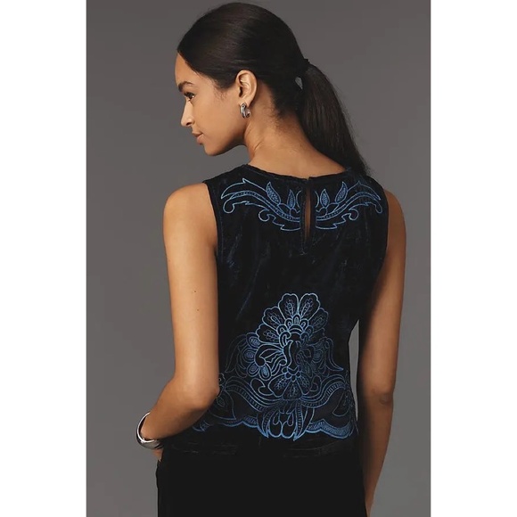NWT!! ANTHROPOLOGIE Lainie Velvet Lace Cutwork Sleeveless Top Blouse X-Large - Picture 9 of 16